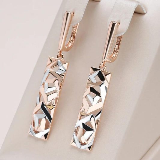 Eleganti orecchini rettangolari in oro e argento 