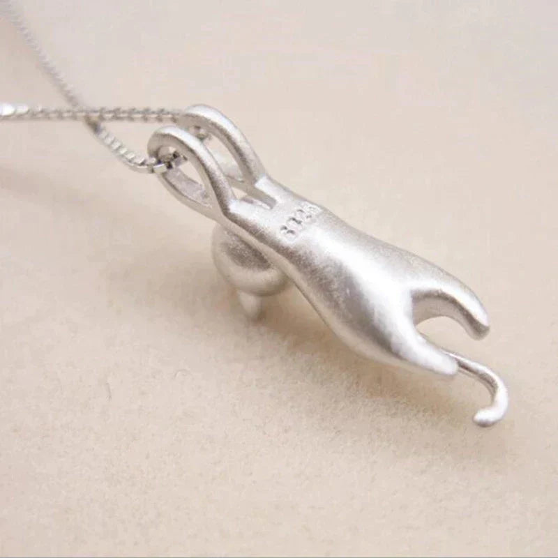 Collana con gattino giocoso in argento sterling 925