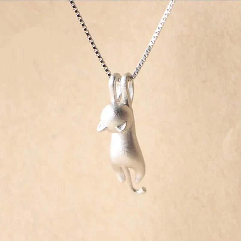 Collana con gattino giocoso in argento sterling 925
