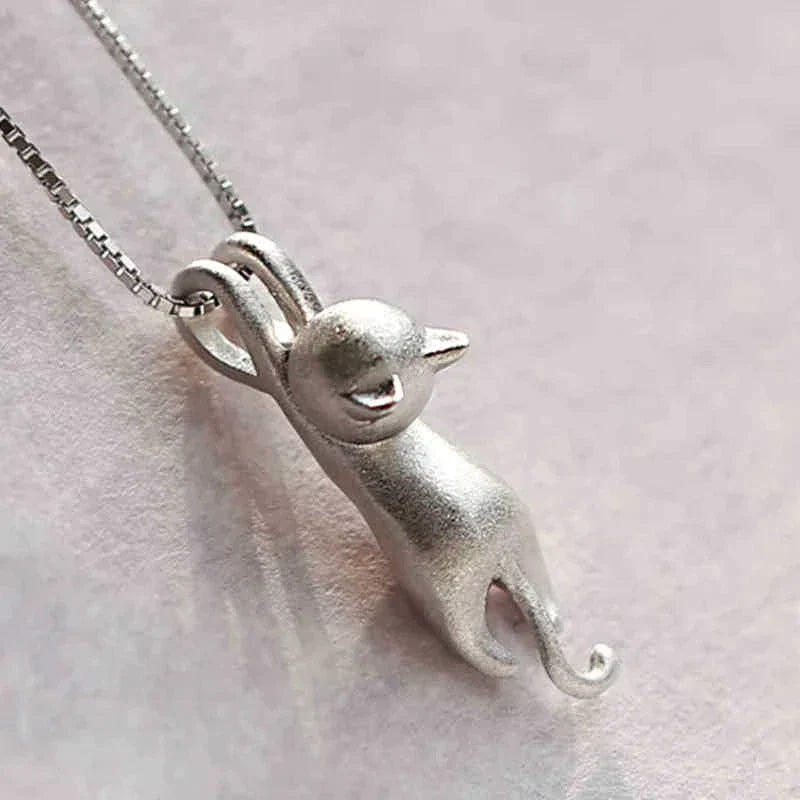 Collana con gattino giocoso in argento sterling 925