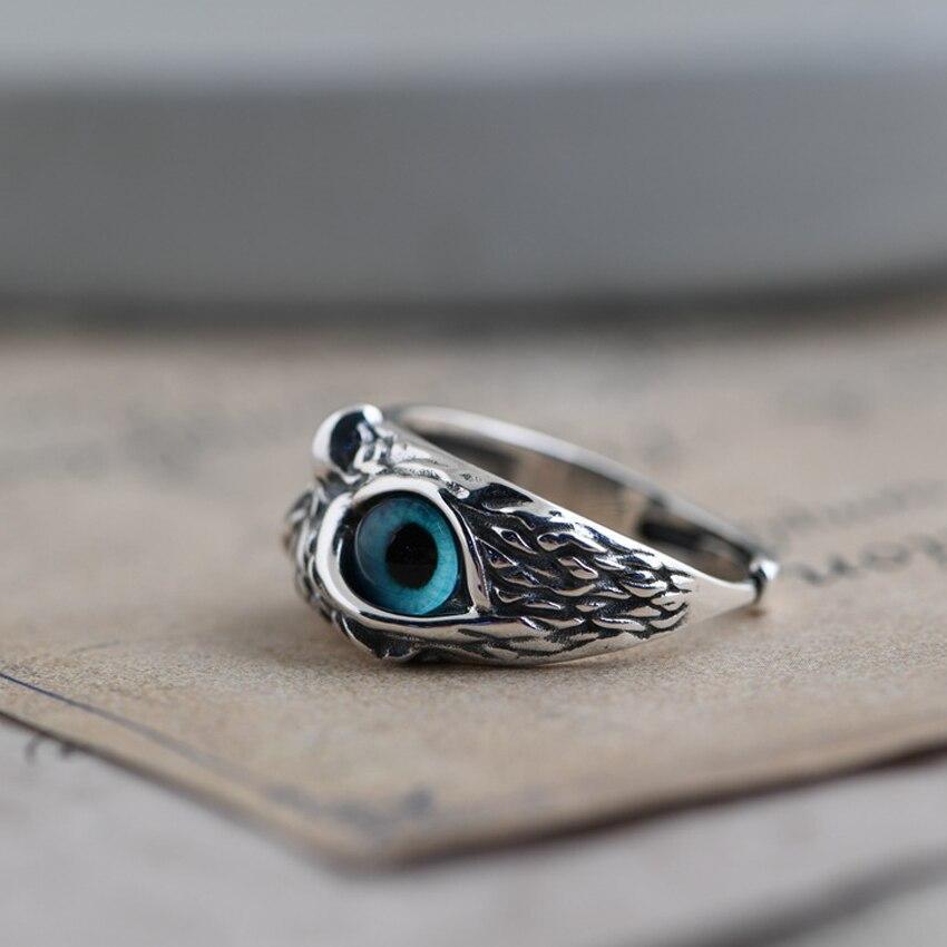 Anello regolabile gufo portafortuna in argento e opale 