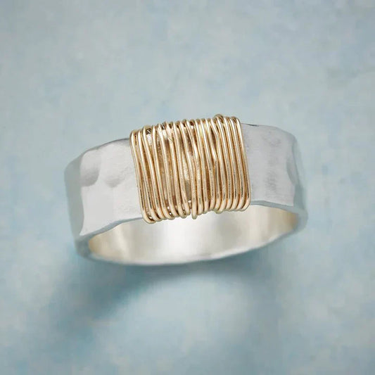 Anello in argento con fili dorati vintage 
