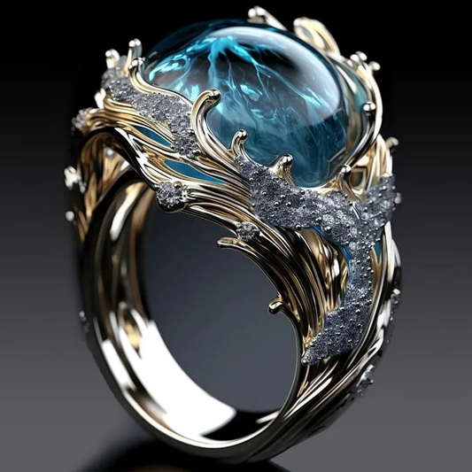 Anello vintage con cristalli oceanici