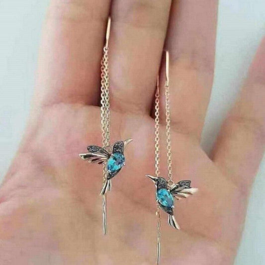 Orecchini colibrì in smalto e zirconi 