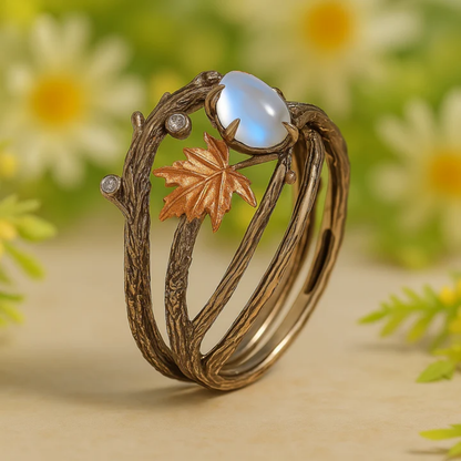 Anello con pietra di luna naturale