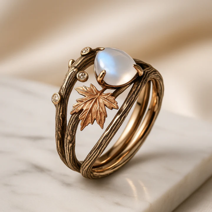 Anello con pietra di luna naturale