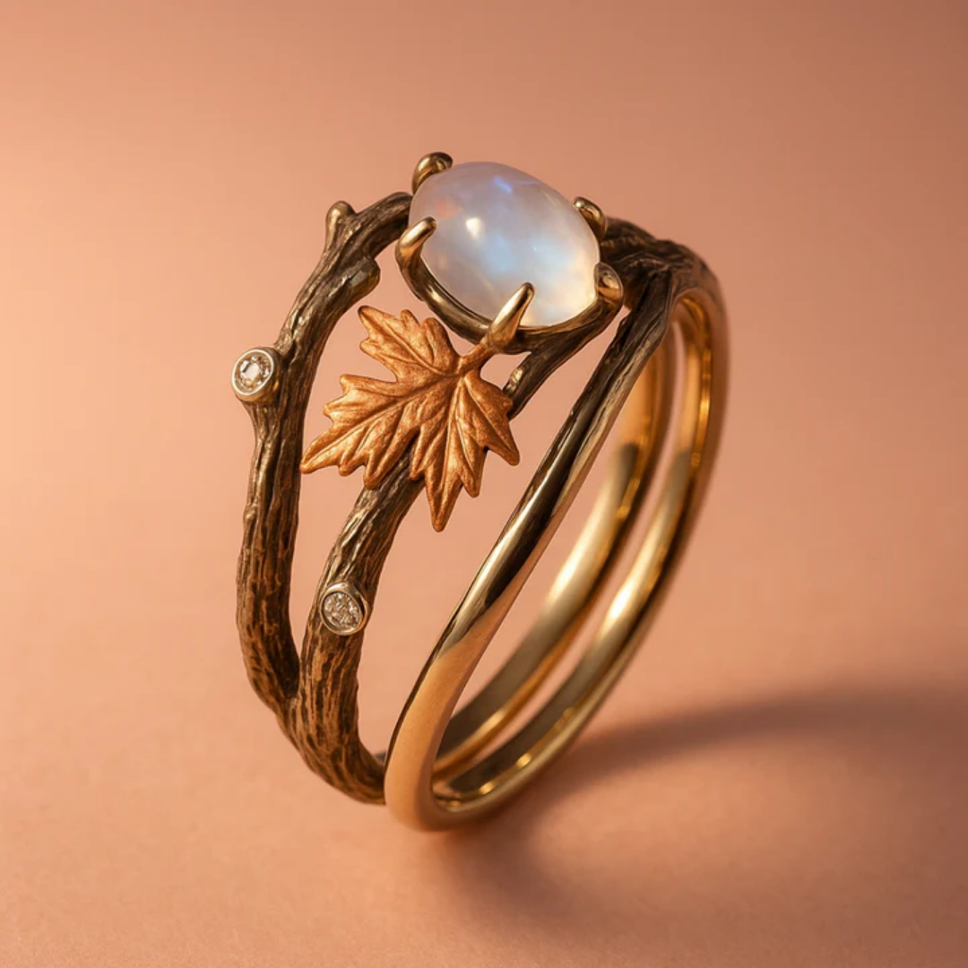 Anello con pietra di luna naturale