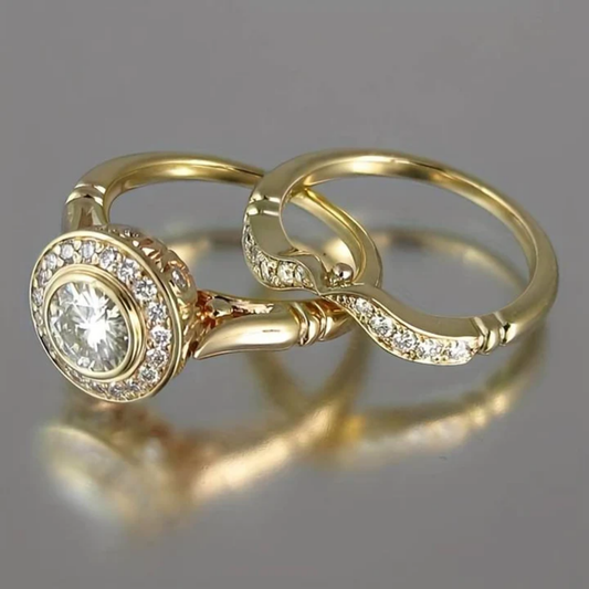 Confezione di anelli vintage in oro e zirconi