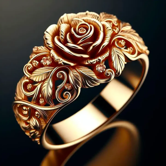 Anello con fiore dorato