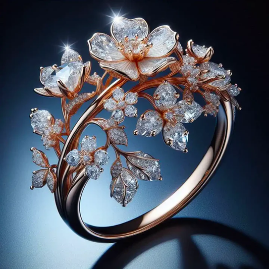 Anello con fiore di cristallo luminoso