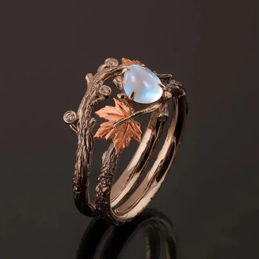 Anello con pietra di luna naturale