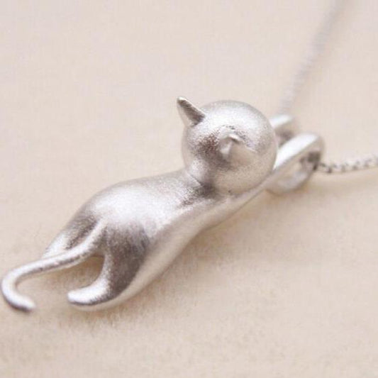 Collana con gattino giocoso in argento sterling 925 